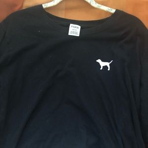 Gently used PINK bkack crop top with back logos